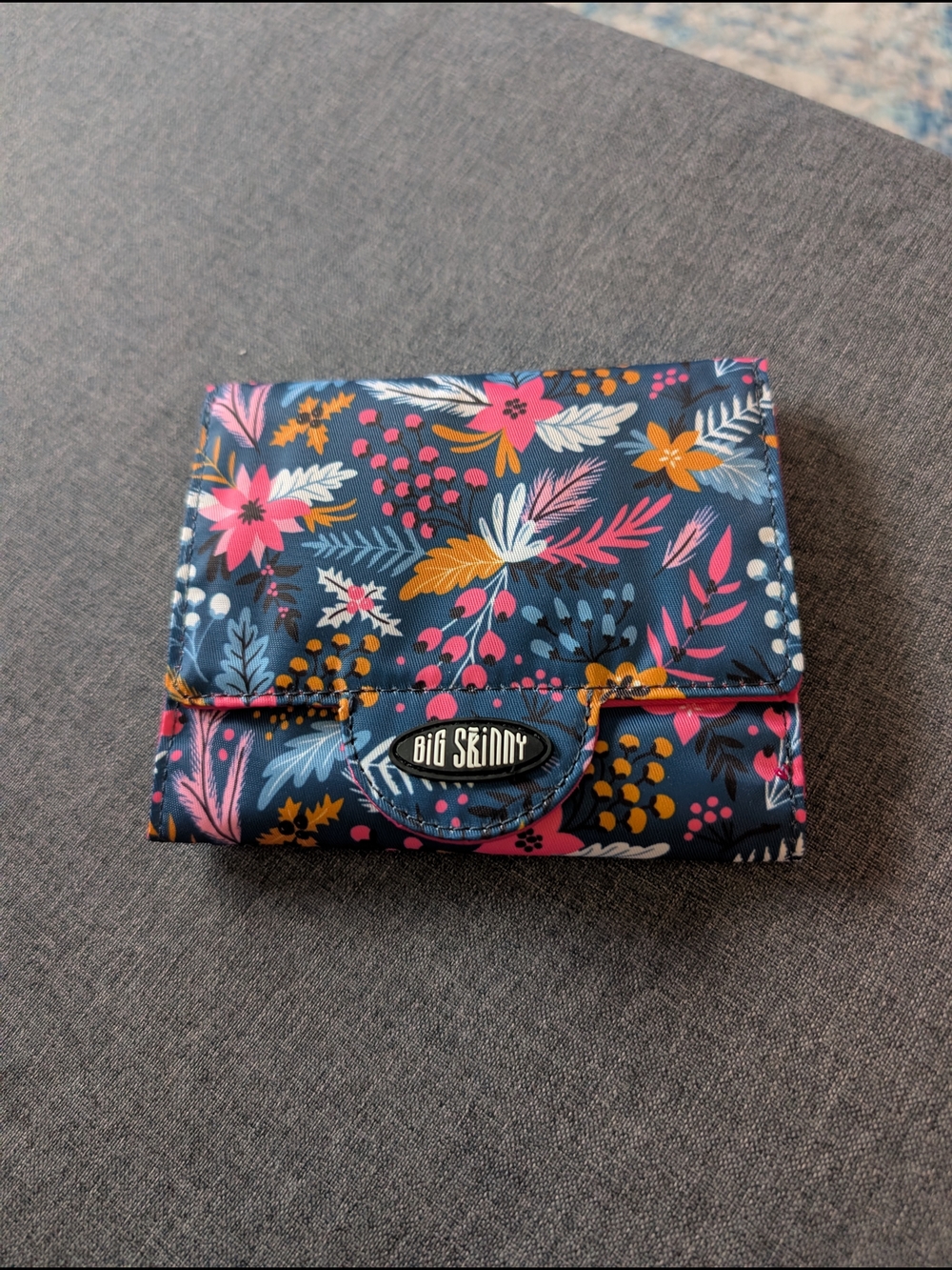 Big Skinny Floral Compact Wallet in Navy